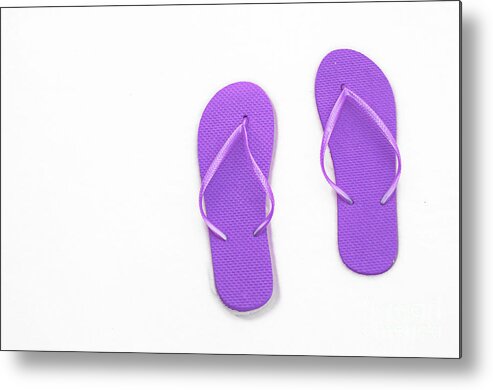 Andee Design Flip Flops Metal Print featuring the photograph Where On Earth Is Spring - My Purple Flip Flops Are Waiting by Andee Design