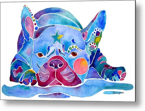 French Bulldog Metal Print featuring the painting Whimzical French Bulldog by Jo Lynch