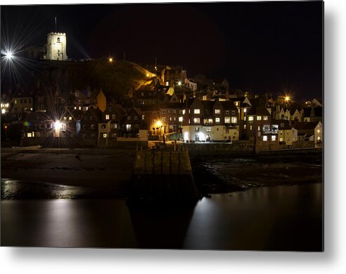 Britain Metal Print featuring the photograph Whitby East Cliff By Night by Rod Johnson