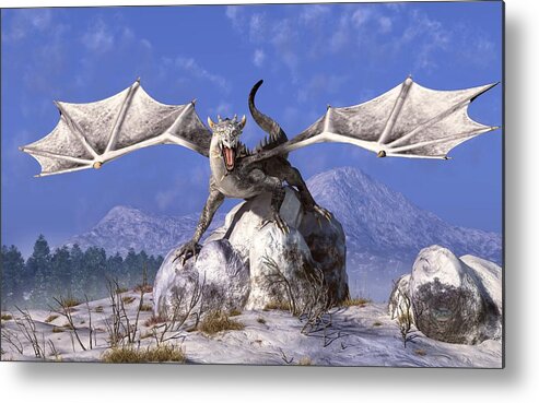 White Dragon Metal Print featuring the digital art White Dragon by Daniel Eskridge