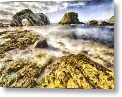 Ireland Metal Print featuring the photograph White Park Bay Sea Arch by Nigel R Bell