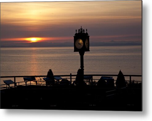 White Metal Print featuring the photograph White Rock Clock by Monte Arnold