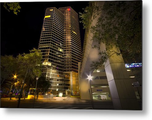 Glass Building Metal Print featuring the photograph White stripe Building by Marvin Spates