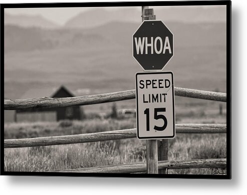 Whoa Metal Print featuring the photograph Whoa Sign in Wyoming by Peggy Dietz