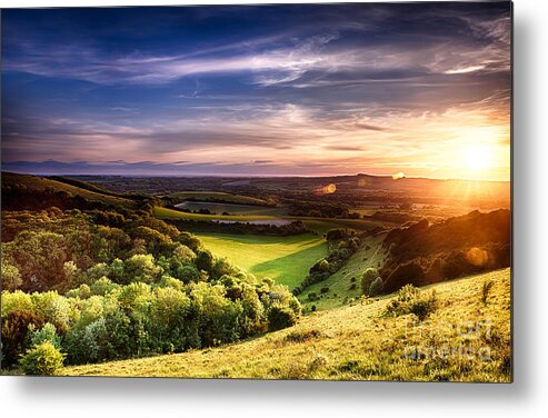 Landscape Metal Print featuring the photograph Winchester hill sunset by Simon Bratt