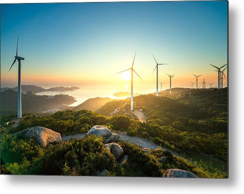 Environmental Conservation Metal Print featuring the photograph Wind power by Yangphoto