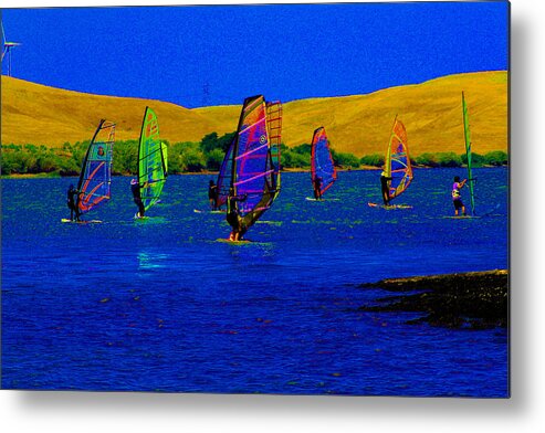 Windsurfing Metal Print featuring the digital art Wind Surf Lessons by Joseph Coulombe