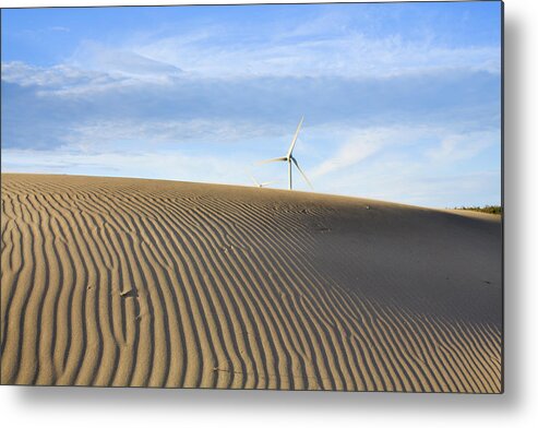 Tranquility Metal Print featuring the photograph Wind Turbine And Sand by Samyaoo