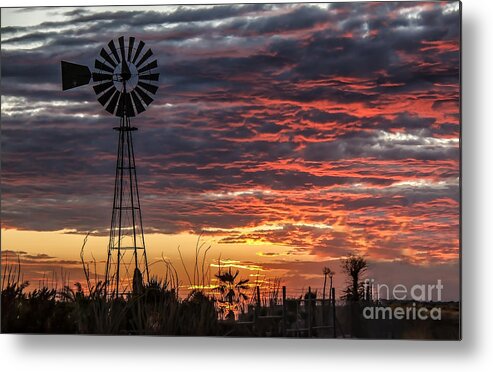 Desert Metal Print featuring the photograph Windmill And The Sunset by Robert Bales