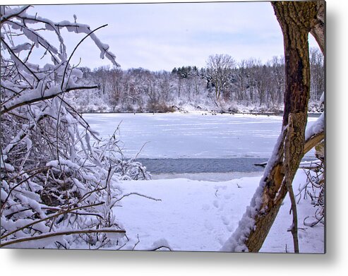 Blue Metal Print featuring the photograph Window on the Lake by Jim Baker