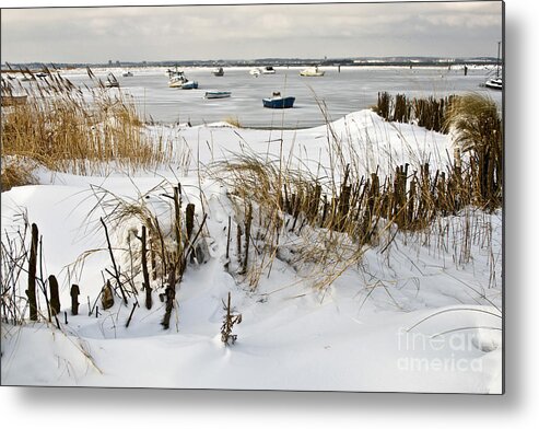 Snowbound Beach Metal Print featuring the photograph Winter at the Beach 2 by Heiko Koehrer-Wagner