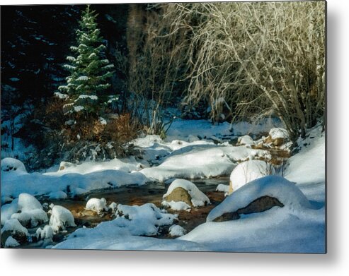 Trees Metal Print featuring the digital art Winter Creek by Ernest Echols