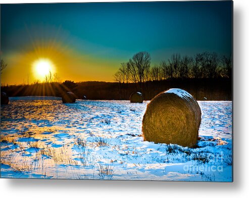 Hayfield Metal Print featuring the photograph Winter Harvest Landscape by Gary Keesler