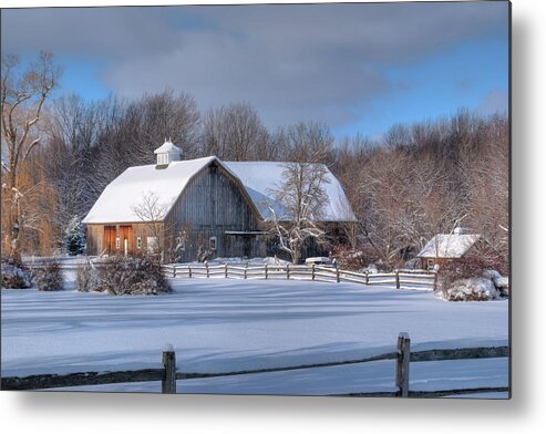 Barn Metal Print featuring the photograph Winter on the Farm 14586 by Guy Whiteley