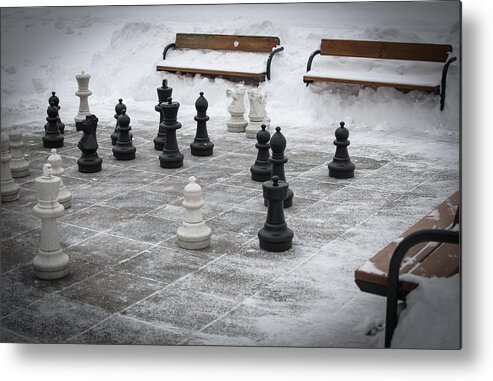 Chess Metal Print featuring the photograph Winter Outdoor Chess by Andreas Berthold
