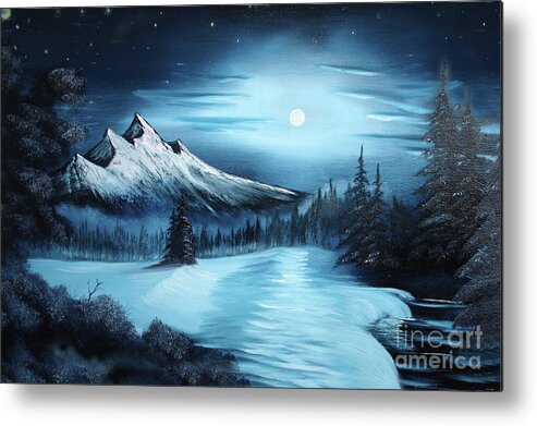 Painting Metal Print featuring the painting Winter Painting a la Bob Ross by Bruno Santoro