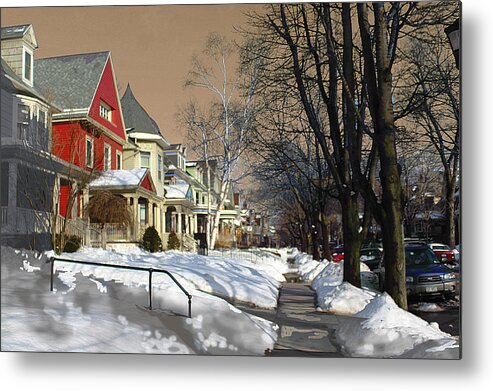 Winter Metal Print featuring the pyrography Winter Scenery by Viola El