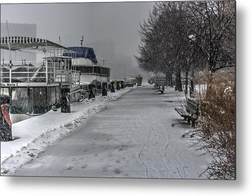 Boats Metal Print featuring the photograph Winter Snowstorm by Nicky Jameson