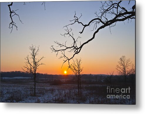 Winter Sunset Metal Print featuring the photograph Winter Sun Ornament by Dan Hefle