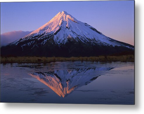Feb0514 Metal Print featuring the photograph Winter Sunrise Over Mt. Taranaki by Harley Betts