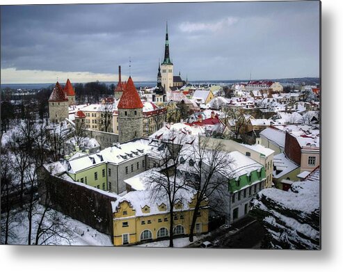 Snow Metal Print featuring the photograph Winter View Of Tallinn, Estonia by Mariusz Kluzniak