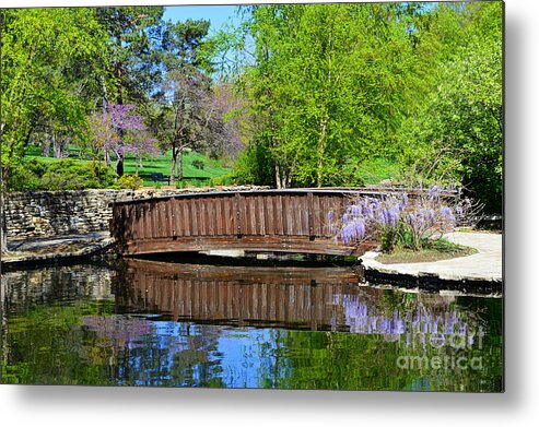 Wisteria Metal Print featuring the photograph Wisteria in Bloom at Loose Park Bridge by Catherine Sherman