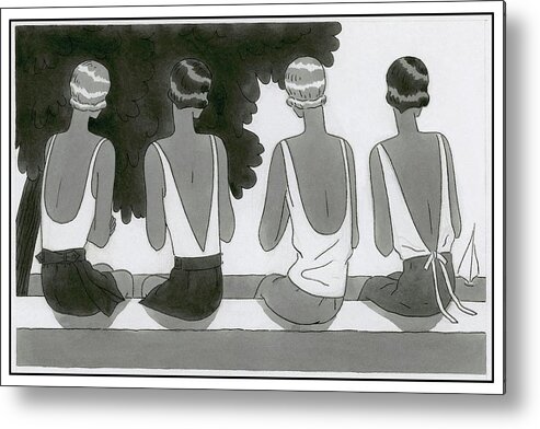 Fashion Metal Print featuring the digital art Women Wearing Bathing Suits by Harriet Meserole