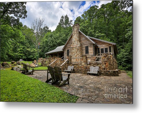 Tagswater Falls Photographsrocks Photographsgreenery Photographswoods Photographshiking Zones Photographslandscape Photographsjones Gap Park Photographssouth Carolina. Metal Print featuring the photograph Wooden House by Mina Isaac