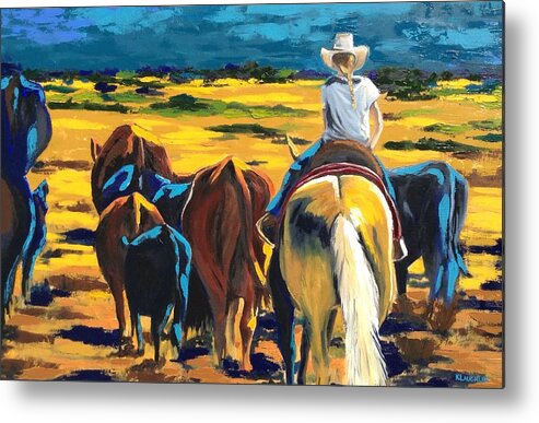 Cowgirl Metal Print featuring the painting Working Girl by Kathy Laughlin