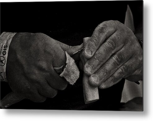 Human Metal Print featuring the photograph Working hands by Paulo Goncalves