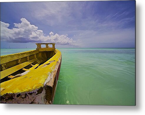Abandon Metal Print featuring the photograph Worn Yellow Fishing Boat of Aruba II by David Letts