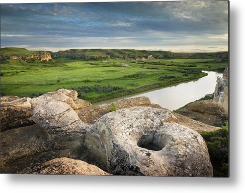 Scenics Metal Print featuring the photograph Writing On Stone Provincial Park Alberta by Alan Majchrowicz