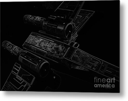 Star Wars Metal Print featuring the digital art X Wing Fighter BW by Chris Thomas