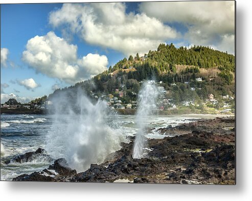 Yachats Metal Print featuring the photograph Yachats Blowhole by Diana Powell