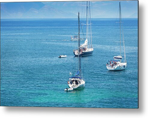 Water's Edge Metal Print featuring the photograph Yachts In Corfu by Gosiek-b