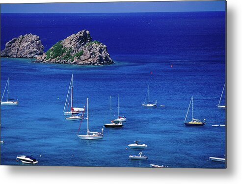 Sailboat Metal Print featuring the photograph Yachts Moored In Corossol Bay by Richard I'anson