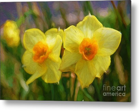 Andee Design Daffodil Metal Print featuring the photograph Yellow Daffodil Painting by Andee Design