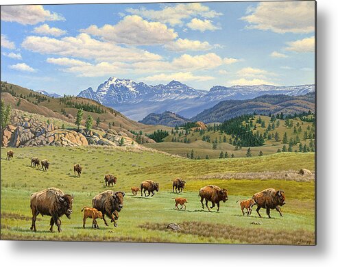 Wildlife Metal Print featuring the painting Yellowstone Spring by Paul Krapf