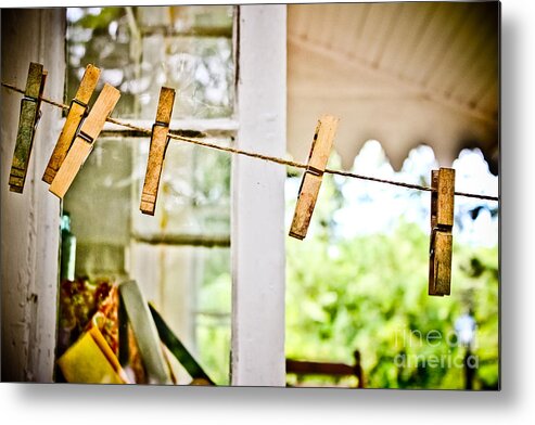 Clothes Pins Metal Print featuring the photograph Yesterdays Chores by Colleen Kammerer