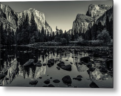 Ansel Adams Metal Print featuring the photograph Yosemite National Park Valley View Reflection by Scott McGuire