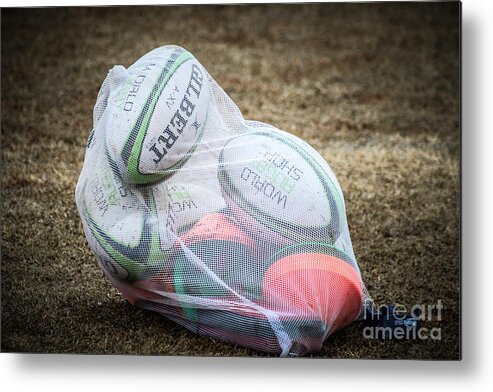 Sports Metal Print featuring the photograph You Gotta Have Balls to Play Rugby by George DeLisle