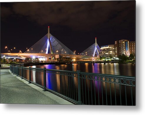 Boston Metal Print featuring the photograph Zakim Bridge by Night - Boston by Jatin Thakkar