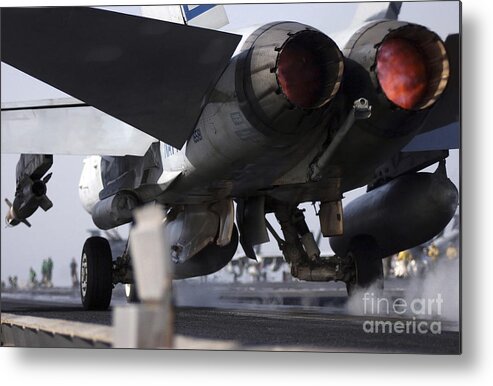 Horizontal Metal Print featuring the photograph An Fa-18c Hornet Launches #1 by Stocktrek Images