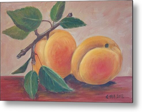 Apricot Metal Print featuring the painting Apricot #1 by Ema Dolinar Lovsin 