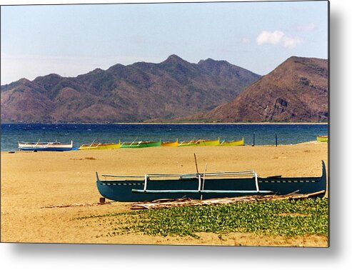 Philippines Metal Print featuring the photograph Boats on South China Sea Beach by Amelia Racca