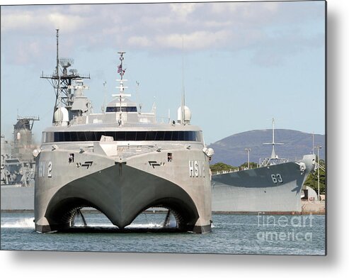 Bb-63 Metal Print featuring the photograph Bow On View Of The Us Navy Experimental #1 by Stocktrek Images