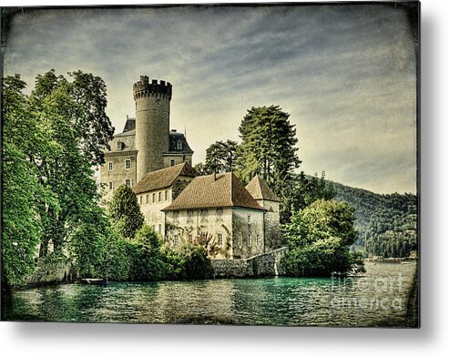 Annecy Metal Print featuring the photograph Chateau on the Lake at Annecy #1 by Ann Garrett