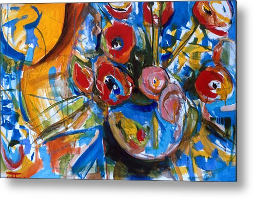 Poppies Metal Print featuring the painting Poppies #1 by John Gholson