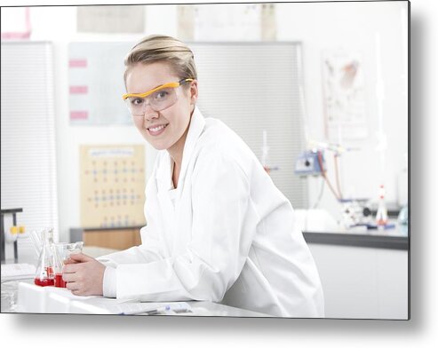 Interior Metal Print featuring the photograph Pupil In A Science Lesson #1 by 