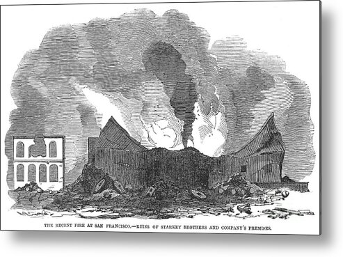 1851 Metal Print featuring the photograph San Francisco: Fire, 1851 #1 by Granger